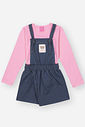 Conjunto Infantil Menina Blusa E Jardineira Rosa E Azul Mundo Cinti