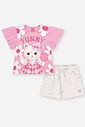 Conjunto Infantil Menina FUNNY Floral Cat Mundo Cinti