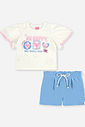 Conjunto Infantil Menina Blusa Boxy e Short Sea Shell com Strass