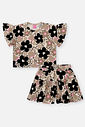 Conjunto Infantil Menina Blusa E Short Flores Off White Mundo Cinti