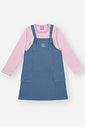 Conjunto Infantil Menina Blusa Listrada E Salopete Lilás Mundo Cinti