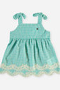 Conjunto Bebê Bata e Short Xadrez Menta