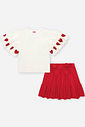 Conjunto Infantil de Festa com Blusa em Cotton e Saia Shorts em Laise Coração – Look Menina Verão co NATURAL/VM MARTE