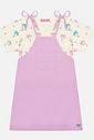CONJ BLUSA E SALOPETE NATURAL/LILAS CINTI