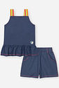 Conjunto Infantil com Regata Boxy e Shorts em Molecotton Denim – Look Menina Verão com Alças Colorid AZUL MARINHO