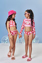 Biquíni Infantil em Malha UV com Estampa de Ursinha e Morangos – Moda Praia Menina Verão com Miçanga ROSA IOGURTE