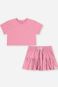 Conjunto Infantil Menina Cropped e Saia-Short com Strass Barbie