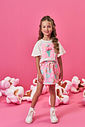 Conjunto Infantil Neon Love com Blusa Boxy e Shorts Saia Estampado – Look Menina Verão com Pompom de NATURAL/RS BARBIE