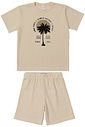 Conjunto Infantil Camiseta e Bermuda Palma Bege Conjunto Infantil Camiseta e Bermuda Palma Bege