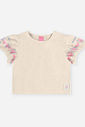 Conjunto Infantil Menina Blusa Boxy e Short Estampa Conchas com Strass