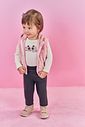 Conjunto Bebê Menina Body; Calça E Colete Em Pelo Rosa Mundo Cinti