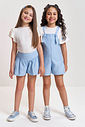 Conjunto Infantil com Jardineira em Sarja Glow – Blusa Menina 100% Algodão com Borboletas Bordadas NATURAL/AZ PORCELANA