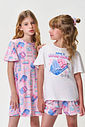 Camisola Infantil Menina Rosa Estampa Beauty em Malha Suede
