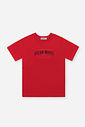 Camiseta Infantil Menino Ocean Waves em Meia Malha Vermelha