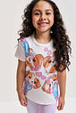 Conjunto Infantil com Blusa Cachorrinhos e Legging em Suplex – Look Menina Verão com Strass NATURAL/RS IOGURTE