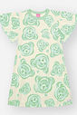 Vestido Infantil Menina Cabeça de Ursinhos Verde Mundo Cinti