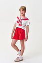 Conjunto Infantil Menina Blusa Boxy com Lenço e Short Vermelho