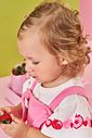 Conjunto Bebê Blusa Morangos e Jardineira Waffle Rosa