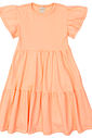 Vestido Infantil em Camadas Manga Curta Laranja Vestido Infantil em Camadas Manga Curta Laranja