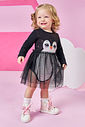 Vestido Infantil Manga Longa com Tule Brilhante – Vestido Bebê Menina Pinguim Mundo Cinti