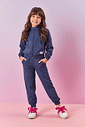 Conjunto Infantil Menina Jaqueta Estampa Costa E Calça Azul Mundo Cinti