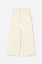 Calça Wide Leg Infantil em Sarja com Elastano e Cós Confortável NATURAL