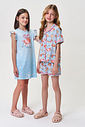 Conjunto Infantil Menina Pijama Ursinhas e Flores em Malha Suede