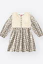 Vestido Infantil Menina com Colete de Carneirinho – Vestido Elegante Estampa Floral Mundo Cinti