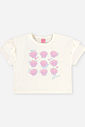 Conjunto Infantil Menina Blusa Boxy Conchas e Short-Saia com Strass