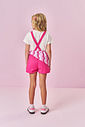 Conjunto de Jardineira Infantil Menina Listrado Rosa Mundo Cinti