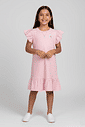 Vestido Infantil com Babados Listrado Rosa Abrange