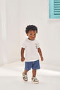 Bermuda Infantil Casual em Molecotton Denim com Elastano e Cadarço Funcional AZUL JEANS MEDIO