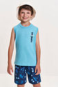 Conjunto Infantil Regata Flamê e Bermuda Fundo do Mar Azul