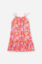 Vestido Saída de Praia Infantil em Tule com Estampas Divertidas LARANJA NEON FORTE