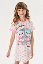 Pijama Infantil Menina Camisola Ursinho Off White E Rosa Cinti