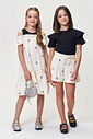 Conjunto Infantil Jardim de Luz com Blusa Strass e Short Floral