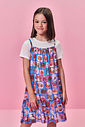Vestido Infantil Menina com Tule Estampado de Cachorrinhos