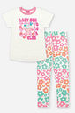 Conjunto Infantil Neon Love com Blusa em Meia Malha e Legging Floral em Suplex – Look Menina Verão c NATURAL/RS BARBIE