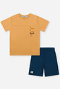 Conjunto Infantil Camiseta Texturizada e Bermuda de Moletom