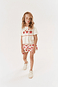 Conjunto Infantil Menina Blusa E Short Strawberry Natural E Vermelho Cinti Conjunto Infantil Menina Blusa E Short Strawberry Natural E Vermelho Cinti
