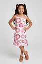 Vestido Infantil Estampado Sweet Hearts Natural Abrange
