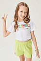 CONJ BLUSA E SHORTS BRANCO/VERDE LIME