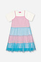 Vestido Infantil Neon Love em Meia Malha com Tule Foil – Vestido Menina Verão Colorido com Sobreposi NATURAL/RS IOGURTE