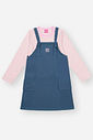 Conjunto Infantil Menina Blusa Listrada E Salopete Rosa Mundo Cinti