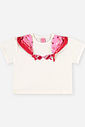 Conjunto Infantil Menina Blusa Boxy Óculos e Saia-Short com Bandana