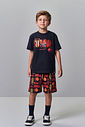 Conjunto Menino Camiseta Velociraptor e Bermuda Preto