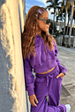 Conjunto Jaqueta E Calça Wide Leg Monocromático Roxa CTV