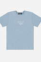 Conjunto Menino Menino Camiseta Barco de Papel e Bermuda Azul