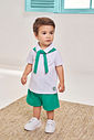 Conjunto Infantil Esportivo Clássico com Camisa Polo Lenço e Bermuda em Moletom Piquet BRANCO/VD VIVID