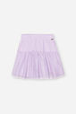 Saia Shorts Infantil em Tule Glitter e Meia Malha – Saia Menina Verão com Shorts Interno LILAS BRUMA